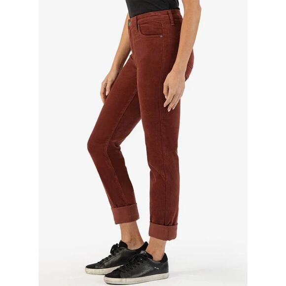 Kut from the Kloth Catherine Corduroy Boyfriend Pant in Amber Women's 12 - Picture 3 of 15